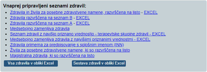 Vstopna stran aplikacije - drugi del